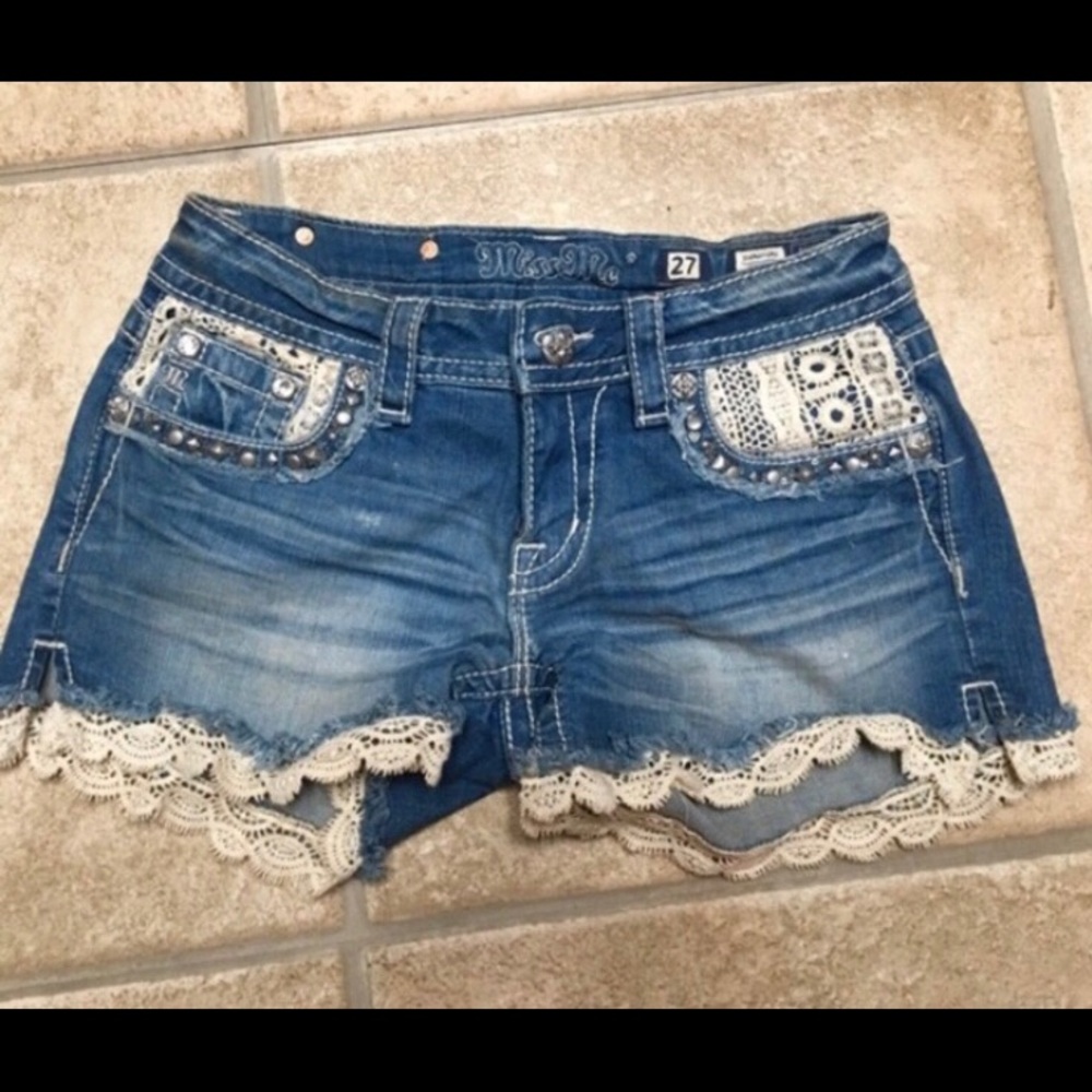 Miss me lacy denim jean shorts